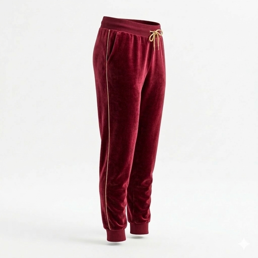 Nike Women’s Sportswear Velour Heritage Joggers Burgandy Red/Gold Womens Medium - Picture 3 of 8